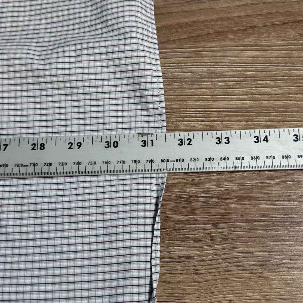 Canali Brushed Button Down Shirt Mens 44-17 1/2 Cream Red Check Business Italy - Picture 9 of 11